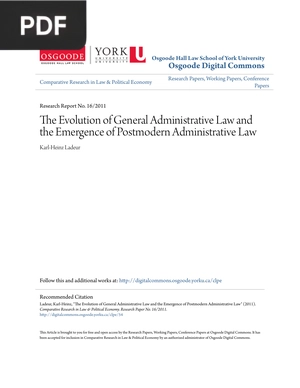The Evolution of General Administrative Law and the Emergence of Postmodern Administrative Law