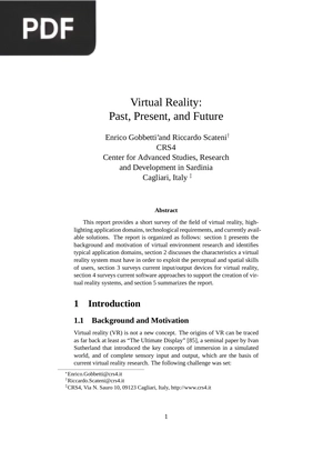 Virtual Reality - Past, Present, and Future