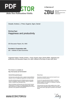 Happiness and Productivity