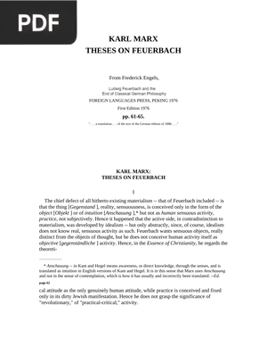 Theses on Feuerbach