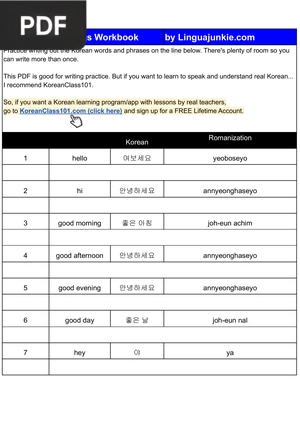 30 Korean Greetings Workbook