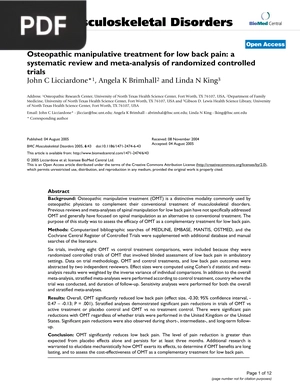 Osteopathic manipulative treatment for low back pain