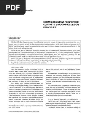 Seismic resistant reinforced concrete structures-design principles (Article)