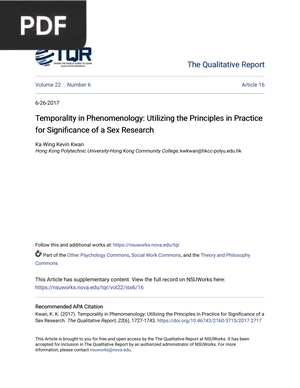 Temporality in Phenomenology: - Utilizing the Principles in Practice for Significance of a Sex Research