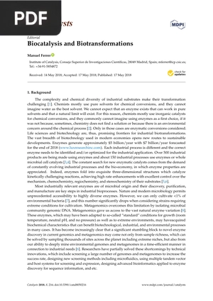 Biocatalysis and Biotransformations (Article)