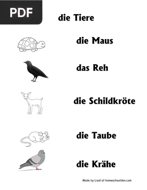 German Animals Worksheet Packet (Article)