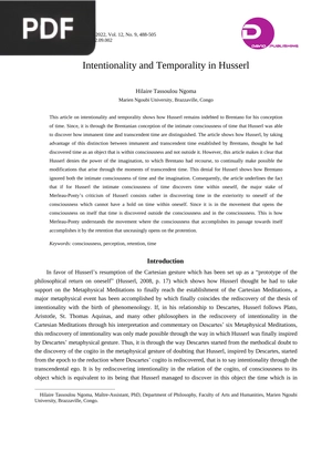 Intentionality and Temporality in Husserl