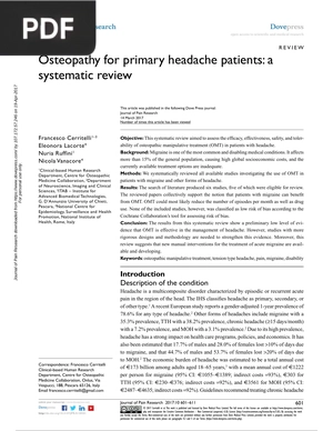 Osteopathy for primary headache patients - a systematic review