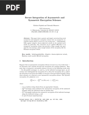 Secure Integration of Asymmetric and Symmetric Encryption Schemes