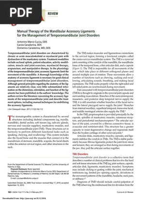 Manual Therapy of the Mandibular Accessory Ligaments for the Management of Temporomandibular Joint Disorders