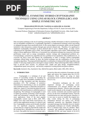 A novel symmetric hybrid cryptography technique using linear block cipher (lbc) and simple symmetric key