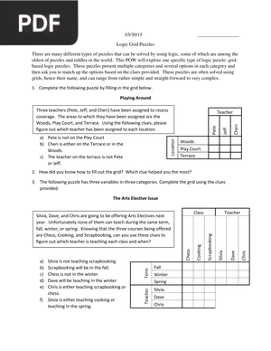 Logic Grid Puzzles