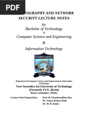 Cryptography and network security lecture notes