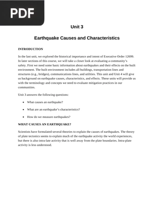 Earthquake Causes and Characteristics