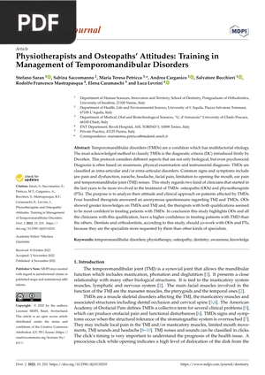 Physiotherapists and Osteopaths’ Attitudes - Training in Management of Temporomandibular Disorders