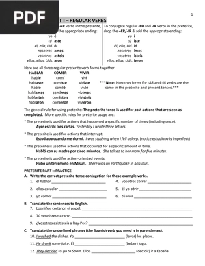 Regular verbs