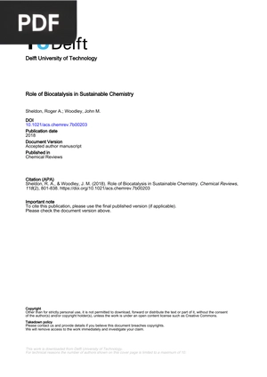 Role of Biocatalysis in Sustainable Chemistry