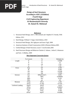 Design of steel structures