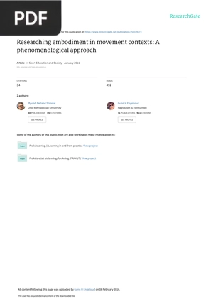 Researching embodiment in movement contexts - A phenomenological approach