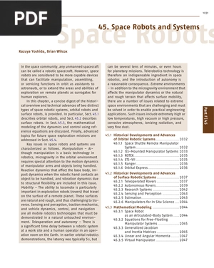 Space Robots and Systems