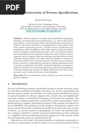 Structural Abstraction of Process Specifications (Article)