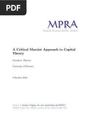 A Critical Marxist Approach to Capital Theory