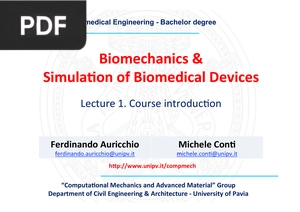 Biomechanics & Simulation of Biomedical Devices (Presentation)