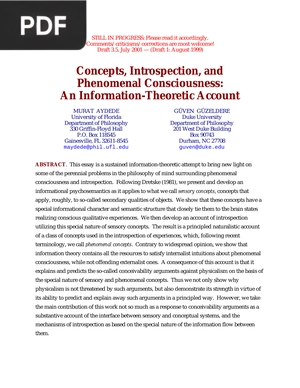 Concepts, Introspection, and Phenomenal Consciousness - An Information-Theoretic Account