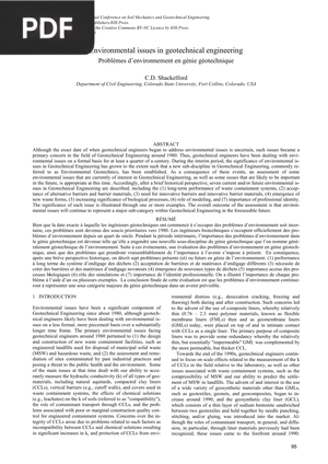 Environmental issues in geotechnical engineering