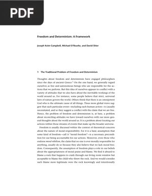 Freedom and Determinism: A Framework