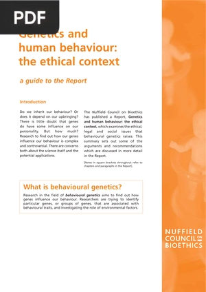 Genetics and human behaviour - the ethical context (Article)
