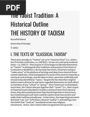 The Taoist Tradition - A Historical Outline