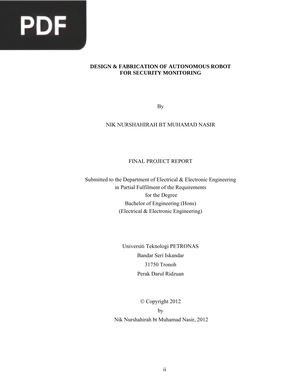 Design & Fabrication Of Autonomous Robot For Security Monitoring