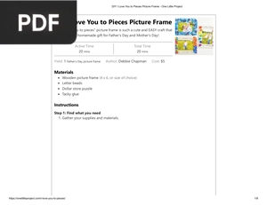 I Love You to Pieces Picture Frame
