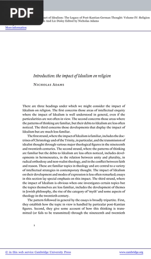 Introduction: the impact of Idealism on religion (Article)