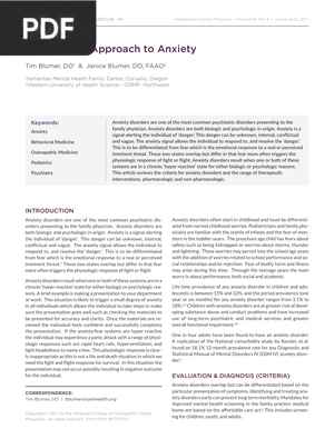 Osteopathic Approach to Anxiety (Article)