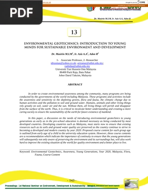 Environmental geotechnics (Article)