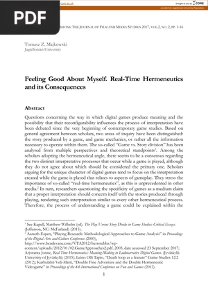 Feeling Good About Myself. Real-Time Hermeneutics and its Consequences