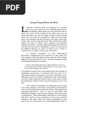 Setting Things Before the Mind