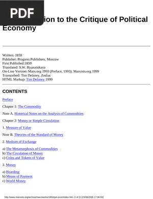 A Contribution to the Critique of Political Economy