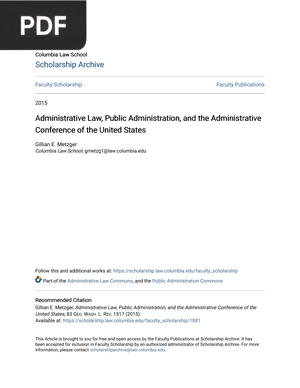 Administrative Law, Public Administration, and the Administrative Conference of the United States