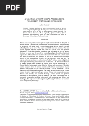 Analyzing African Social and Political Philosophy Trends and Challenges