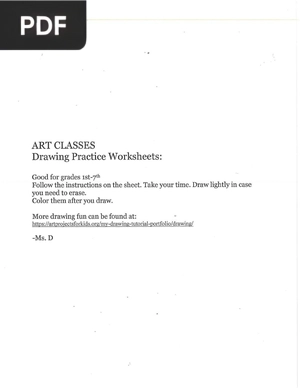 Art classes- Drawing practice worksheets