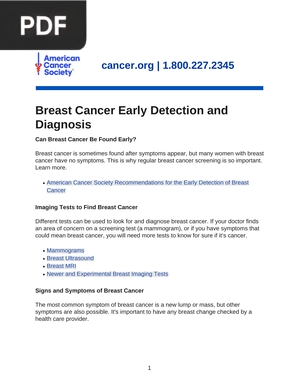 Breast Cancer Early Detection and Diagnosis
