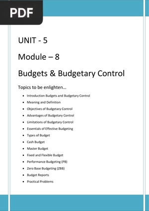 Budgets and Budgetary Control