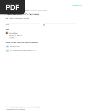 Child Psychoanalytic Psychotherapy