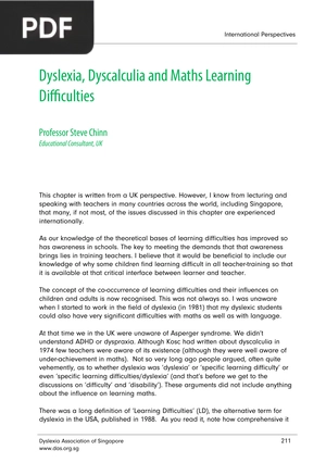 Dyslexia, Dyscalculia and Maths Learning Difficulties