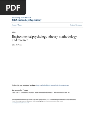 Environmental psychology; theory, methodology and research