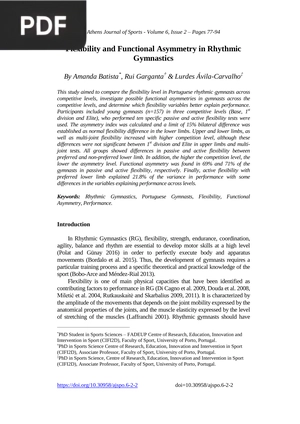 Flexibility and Functional Asymmetry in Rhythmic Gymnastics