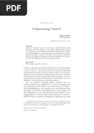 Is Epistemology Tainted
